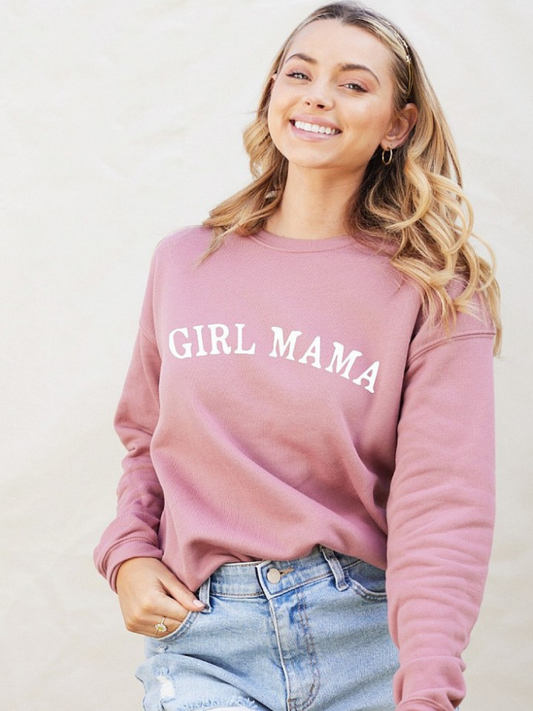 Girl Mama Women's Graphic Fleece Sweatshirt, Mauve