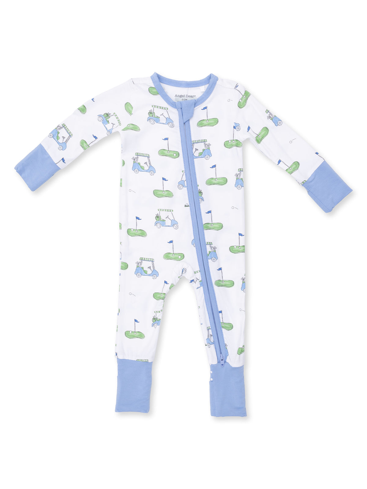 2-Way Zip Romper, Golf Carts Blue