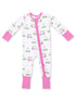 2-Way Zip Romper, Golf Carts Pink