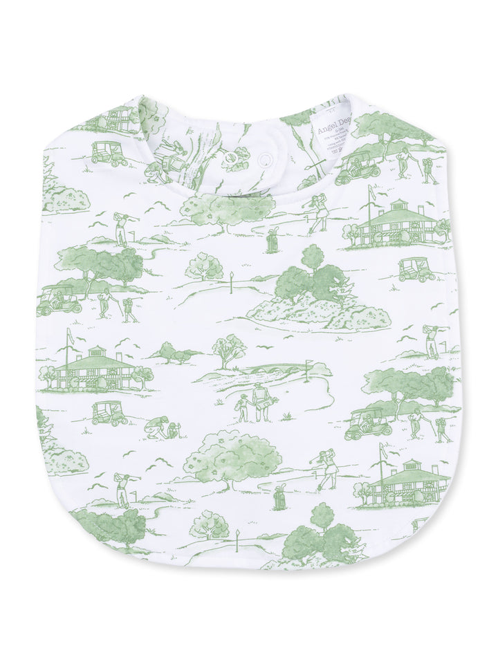 Feeding Bib, Golf Toile Green