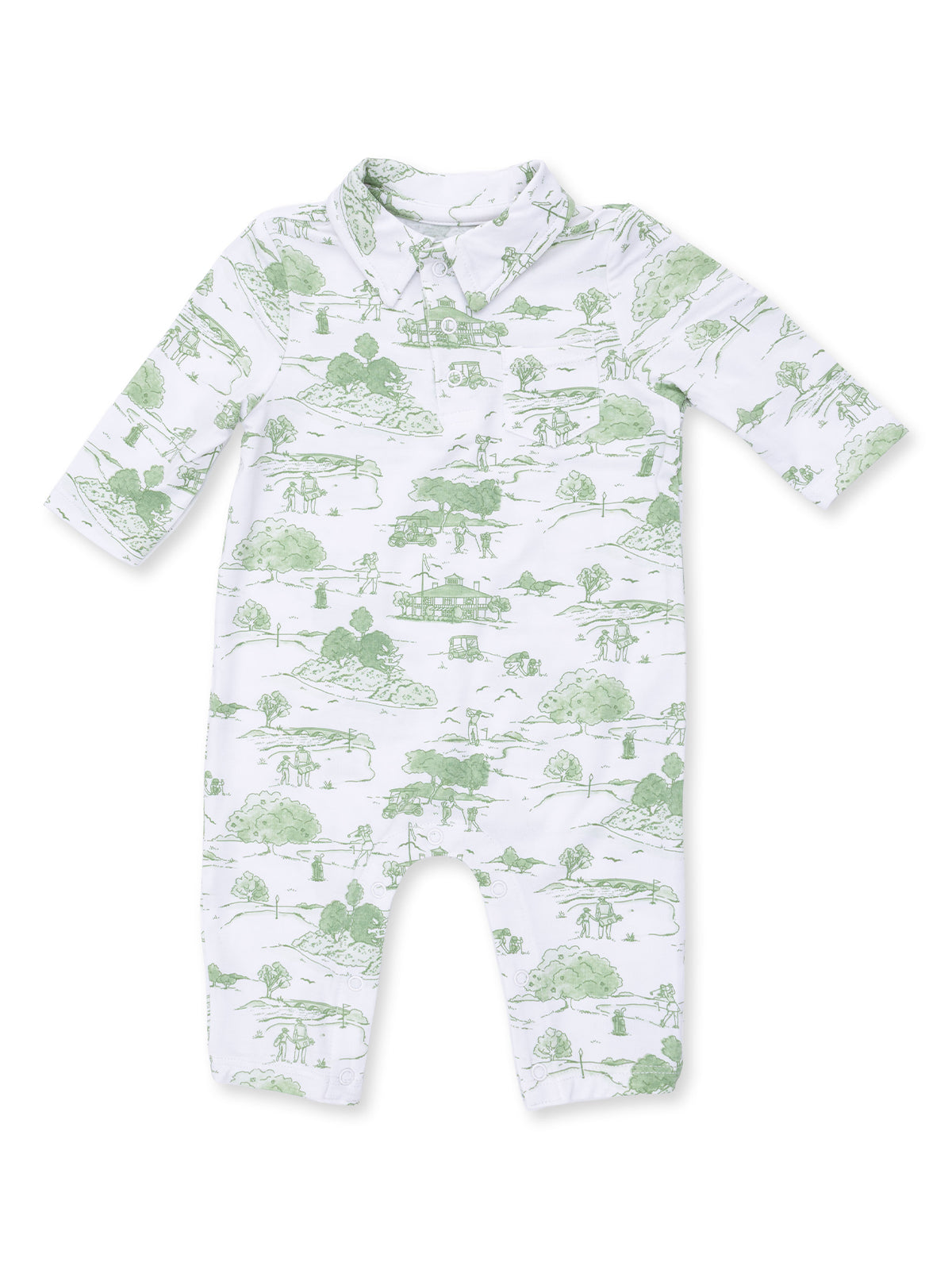Polo Romper, Golf Toile Green