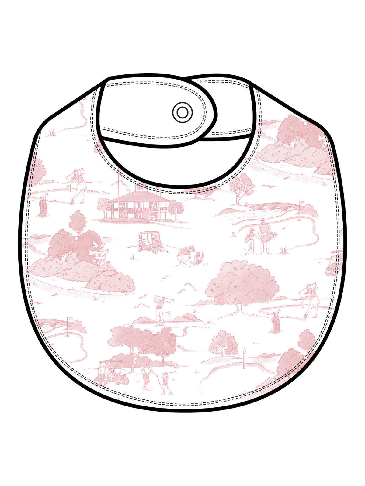 Feeding Bib, Golf Toile Pink