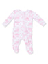 2-Way Zip Ruffle Footie, Golf Toile Pink