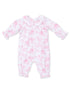 Smocked Long Sleeve Romper, Golf Toile Pink