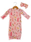 Organic Waffle Gown & Bow Set, Cottontail Pink