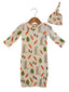 Organic Waffle Gown & Hat Set, Cottontail