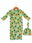 Organic Waffle Gown & Hat Set, Green Clover