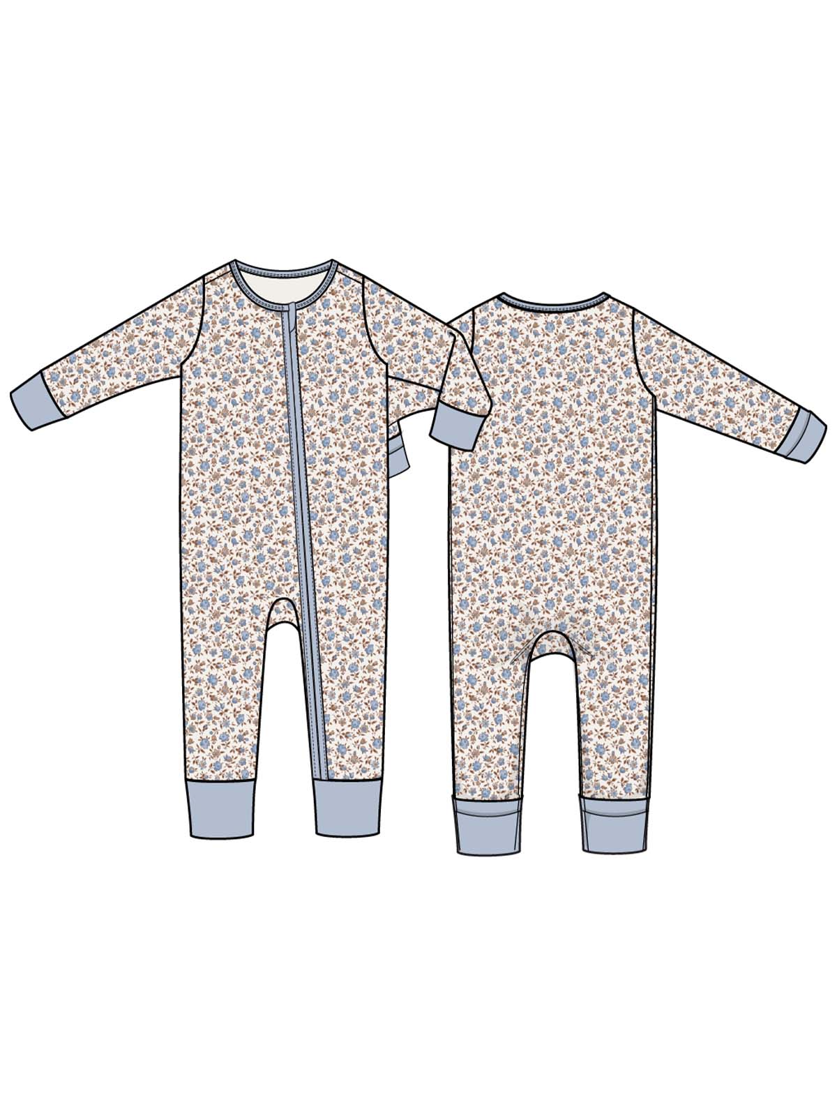 2-Way Zip Romper, Hazel Floral