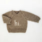 Hi. Crew Neck Knit Sweater, Pebble