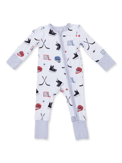 2-Way Zip Romper, Hockey Stripe
