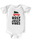 Holly Jolly Vibes Car Short Sleeve Bodysuit, White