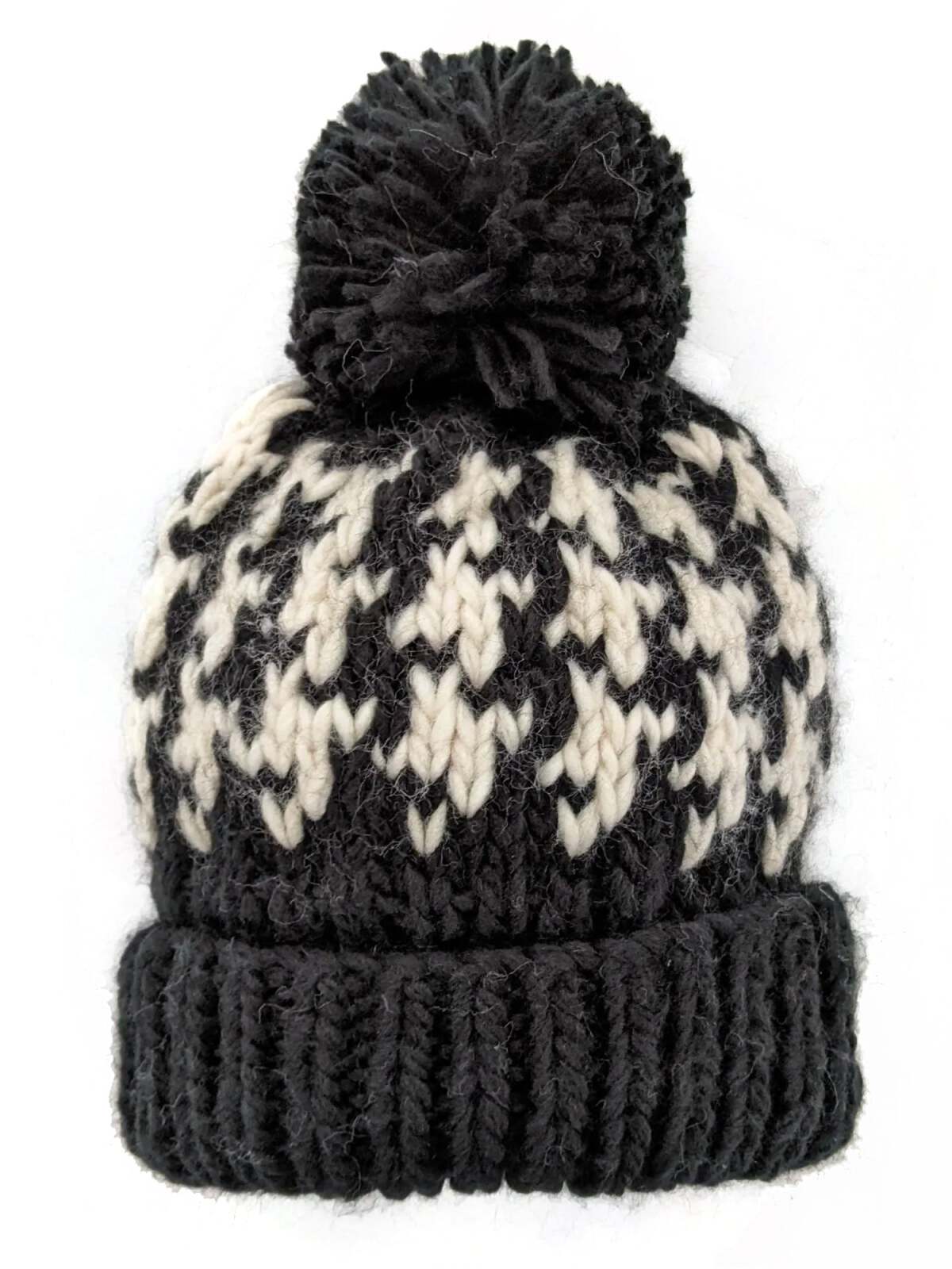 Houndstooth Knit Pom Hat – SpearmintLOVE