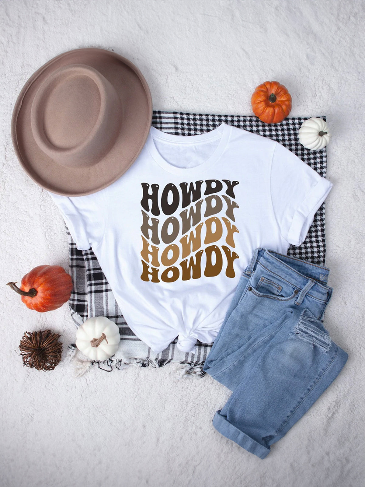 Howdy Stacked Graphic Tee, White