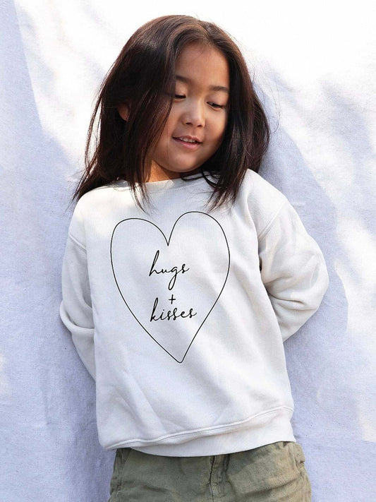 Hugs and Kisses Toddler Graphic Sweatshirt, Heather Dust