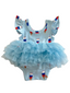 Ruffle Sleeve Tutu Bodysuit, Blue Ice Cream