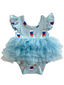 Ruffle Sleeve Tutu Bodysuit, Blue Ice Cream