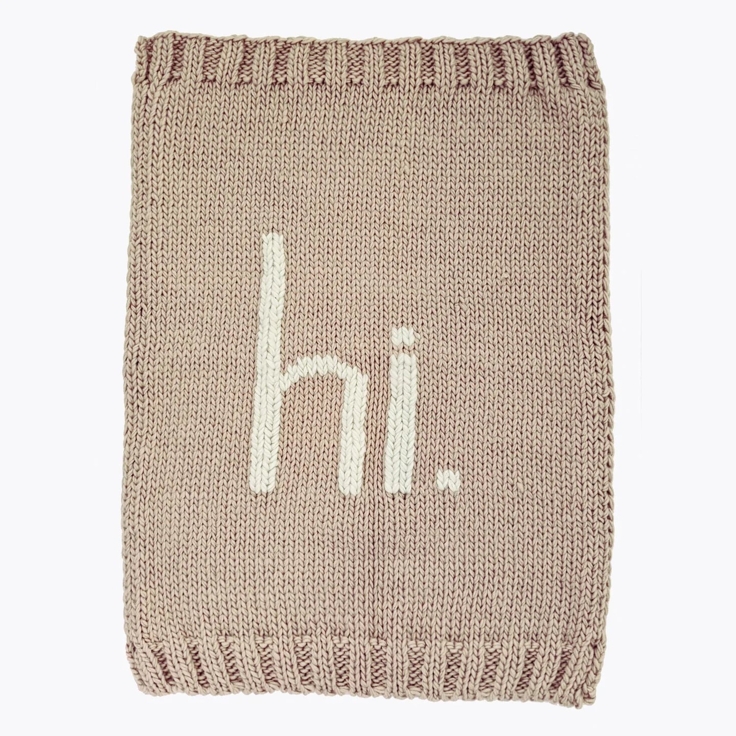 Hi. Hand Knit Blanket, Pebble
