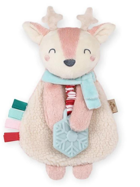 Itzy Lovey™ Plush Teether Toy, Holiday Pink Reindeer