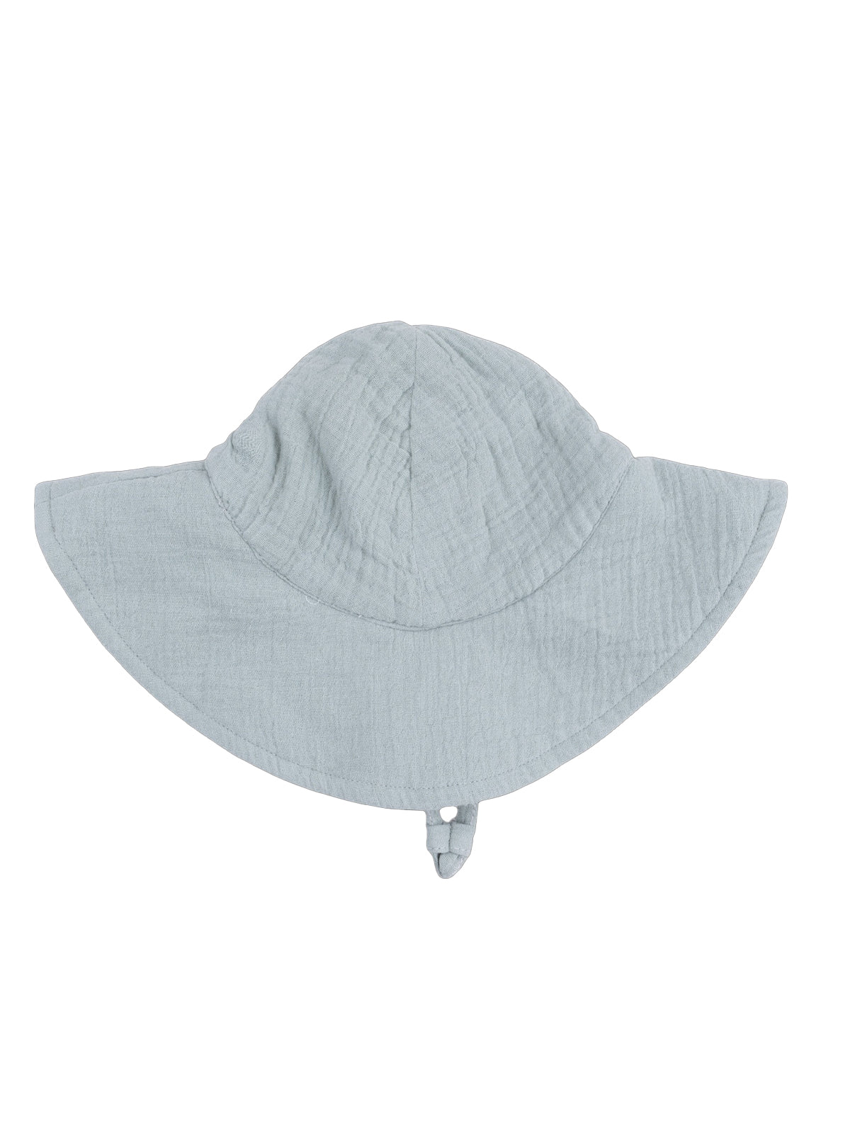 Light blue bucket hat with a wide brim, made from soft, textured fabric. Ideal for sun protection.