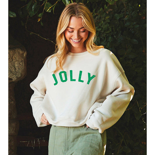 Jolly Women's Mid-Length Graphic Sweatshirt, Heather Dust