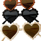 Kids Scallop Heart Sunglasses, Brown