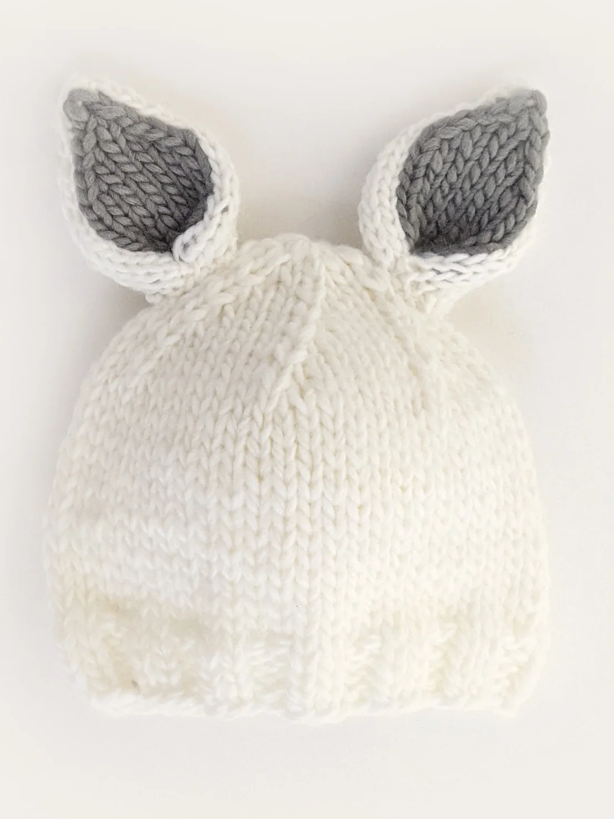 Knit Bunny Hat, White/Grey