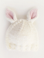 Knit Bunny Hat, White/Pink