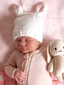 Knit Bunny Hat, White/Pink