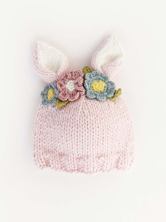 Knit Bunny Hat, Blush Multi Flowers