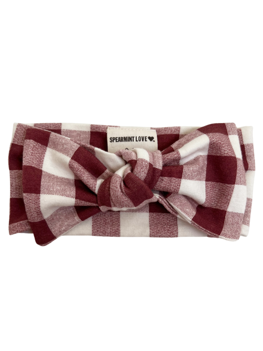 Knot Bow, Mulberry Plaid