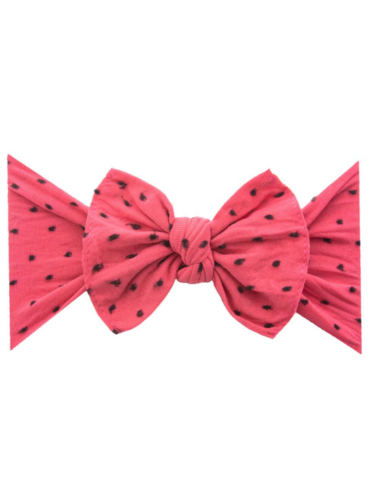 Knot Bow, Shabby Fruit Punch w/ Black Dots