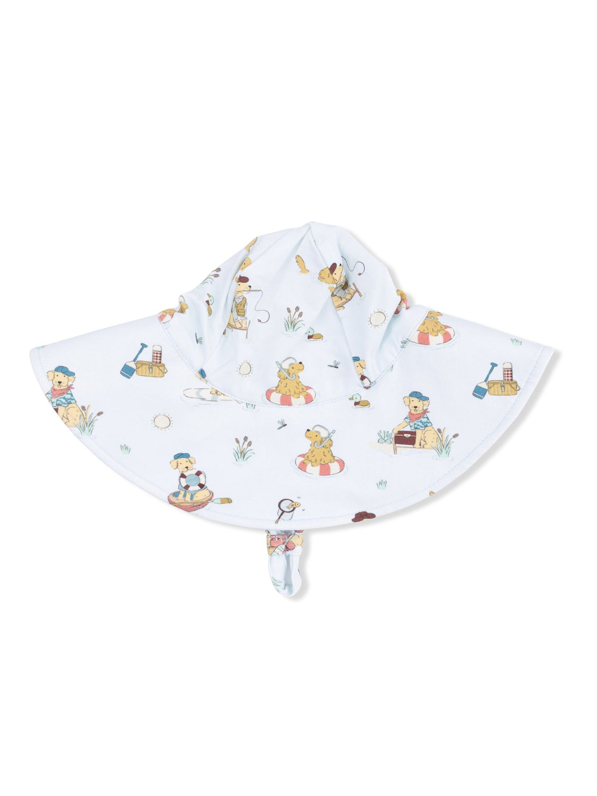 Children's sun hat featuring playful animal illustrations on a light background. Ideal for outdoor protection.
