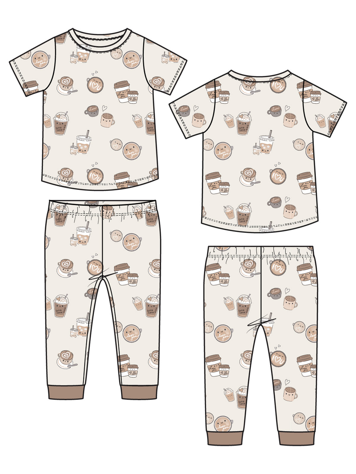 Short Sleeve Loungewear Set, Love You a Latte