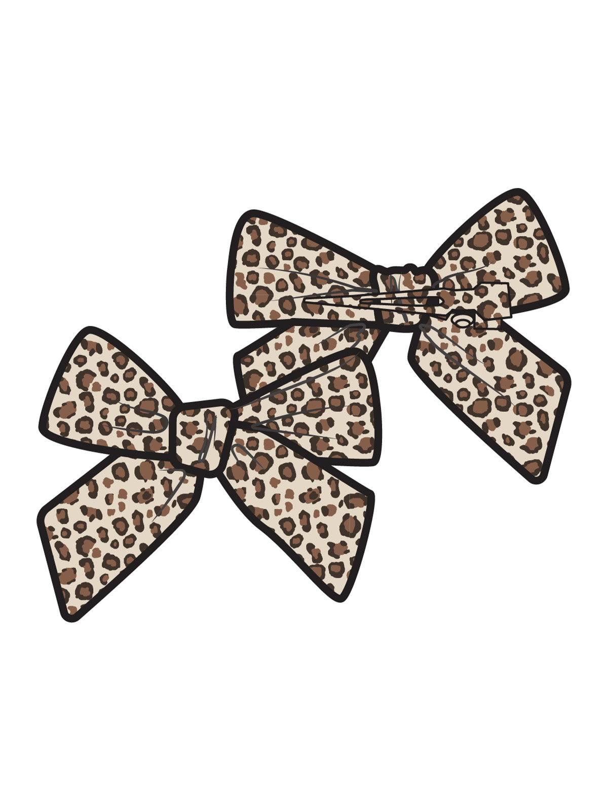 2-Pack Hair Bows w/Clips, Leopard Ribbed