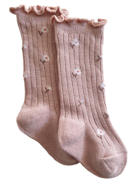 Lettuce Edge Socks, Country Pink Floral