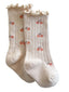 Lettuce Edge Socks, Ivory/Pink Floral