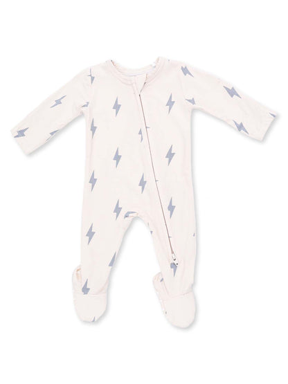 2-Way Zip Footie, Lightning Bolts