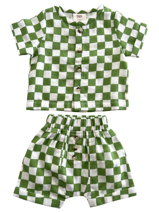 Lime Checkerboard / Organic Finley Set