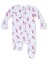 Lobster-patterned baby onesie with long sleeves and a zipper, featuring blue stripes and soft fabric.