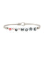 Love U More Letter Bead Bangle Bracelet, Silver