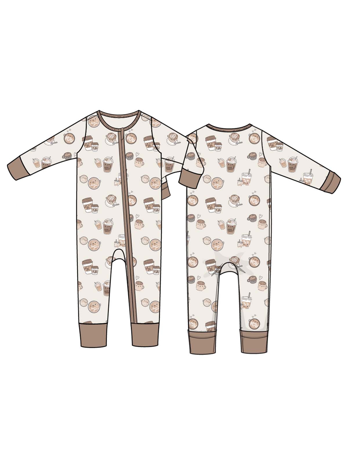 2-Way Zip Romper, Love You a Latte