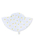 Blue and white striped sun hat with lemon print, featuring a wide brim and tie for secure fit.