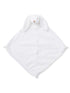 White bunny-themed security blanket with soft fabric and floppy ears. Ideal for infants and toddlers.