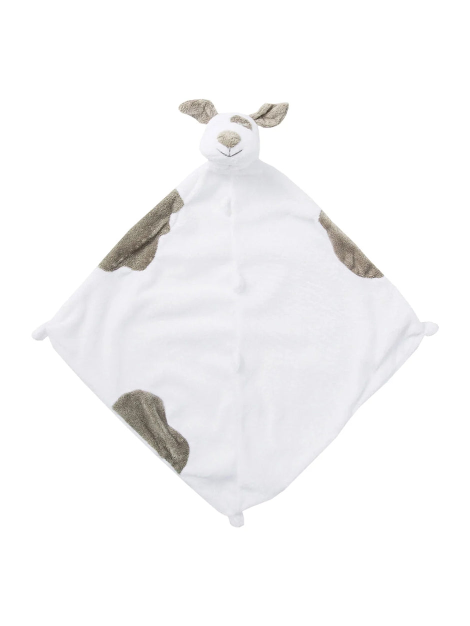 White security blanket featuring a cute animal head and ears in a soft, plush design. Perfect for comfort and cuddles.