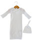 Organic Waffle Gown & Hat Set, Lucent White