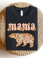 Mama Bear Flowers Women's Graphic Tee, Black