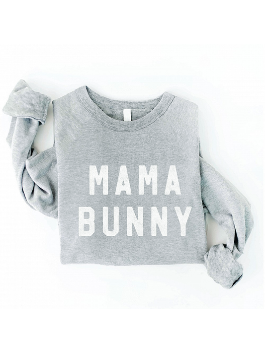 Mama Bunny Women's Graphic Fleece Sweatshirt, Heather Grey