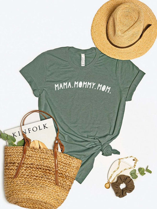 Mama Mommy Mom Graphic Tee, Heather Forest