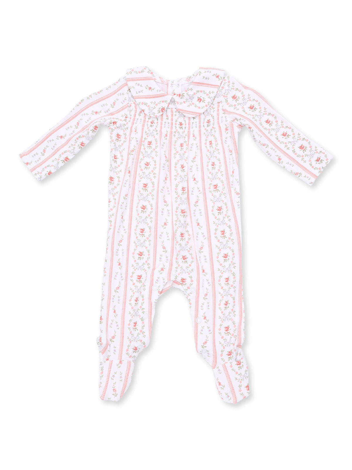Smocked Peter Pan Snap Footie, Marnie Rosebud Stripe