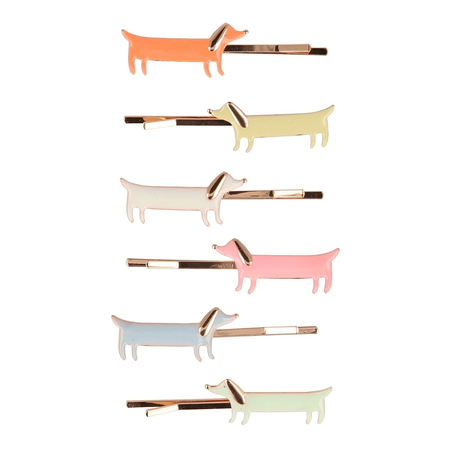 Enamel Hair Slides, Sausage Dogs